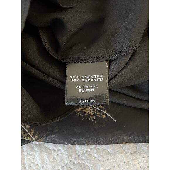 Sam Edelman Sz 10 Blk Chiffon Keyhole Lined Sheath Feather Ptn Sheer Slv Dress - Picture 11 of 14